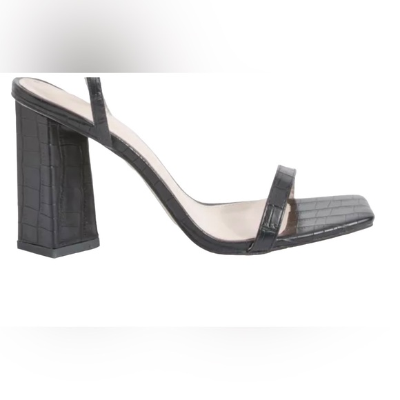Boohoo Women’s Black Croc Block Heels Size 40 (9) - Picture 4 of 5